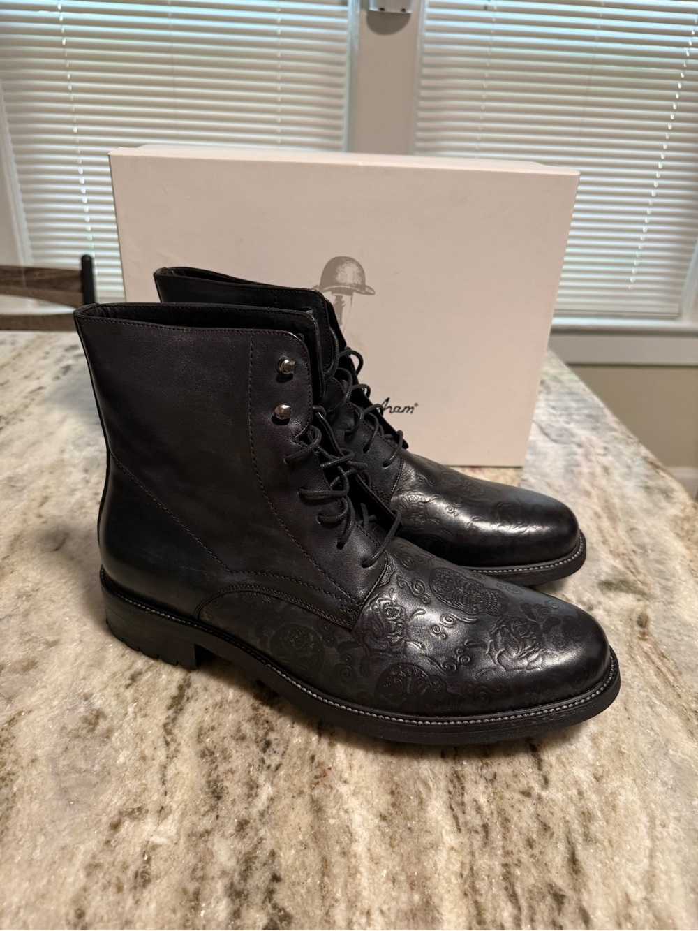 Robert Graham Abstraction Men’s Size 12 Skull Leather Combat Boots